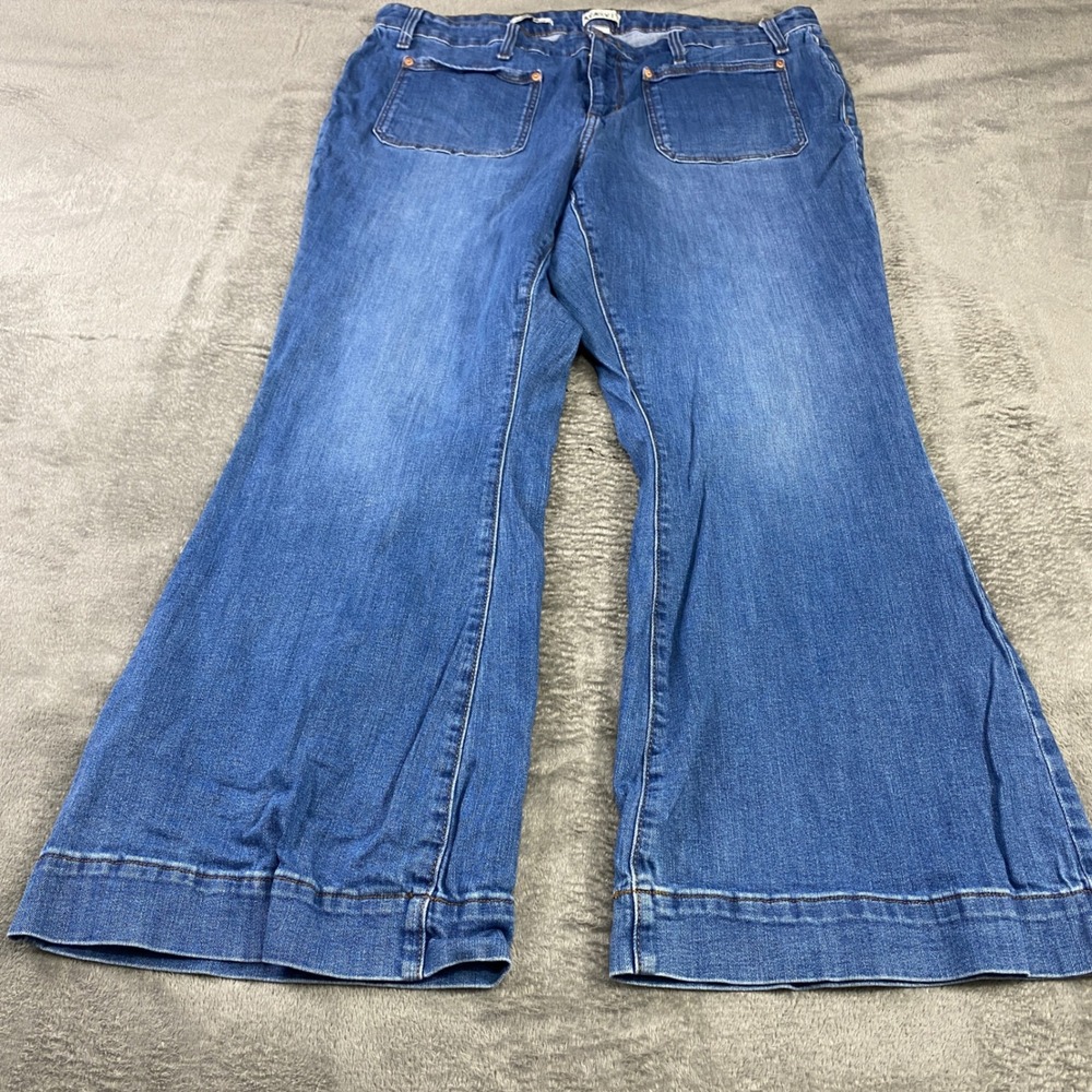 Ava & Viv Jeans Womens 20 Blue High Rise Flare Front Patch Pockets Plus Size